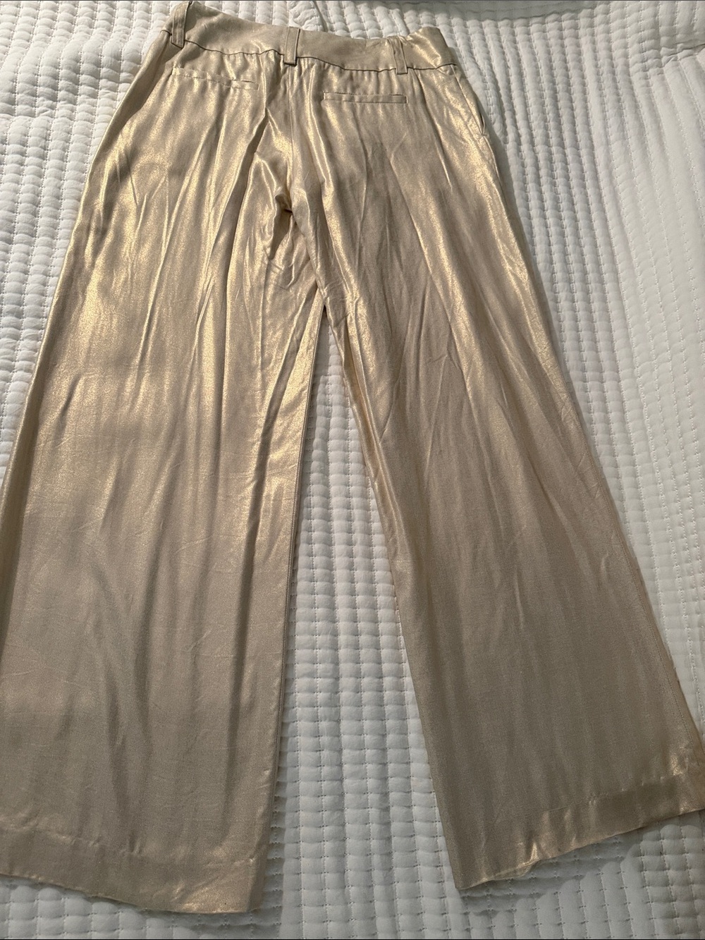 Alice + Olivia Metallic Gold Wide-Leg Pants size 6 - Picture 2 of 3